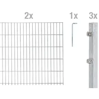 GAH Alberts Doppelstabmattenzaun Set 2 Matten 0,8 x 4 m silber