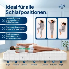 AM Qualitätsmatratzen 3D Deluxe Taschenfederkernmatratze 180 x 200 cm H2