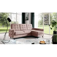 Fun Möbel Ecksofa Sofa GARNET in Stoff Luis, Inkl. 1 x Bettkasten und Schlaffunktion, Rundumbezug rosa