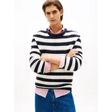 Tommy Hilfiger Rundhalspullover Gestreifter Relaxed Fit Blau M