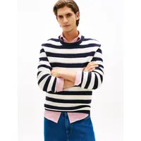 Tommy Hilfiger Rundhalspullover Gestreifter Relaxed Fit Blau M