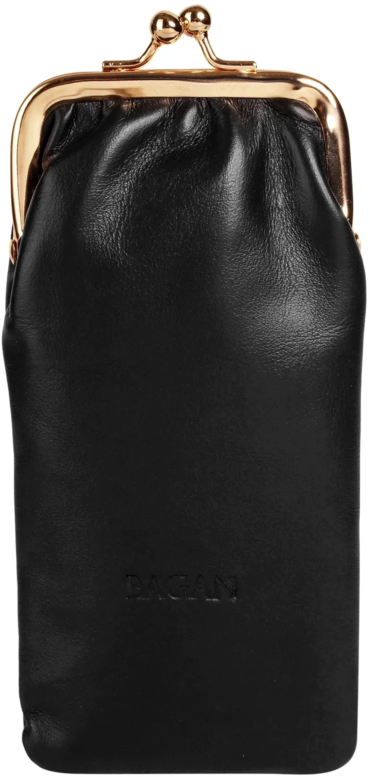 Brustbeutel BAGAN, Damen, schwarz (schwarz, gold), Leder, glänzend, Kleinlederwaren, echt Leder