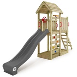 Wickey Spielturm Klettergerüst JoyFlyer mit Rutsche, Kletterturm mit Sandkasten, Leiter & Spiel-Zubehör - anthrazit