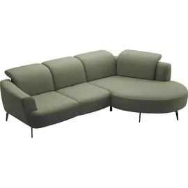 sit&more Ecksofa SIT & MORE "Zoe", grün (olive), B:309cm H:87cm T:199cm, 95% Polyester, 5% Polyamid, Sofas, Ecksofa, ink.Sitztiefenverstellung, wahlweise mit Kopfteilverstellung