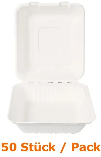 Menüschalen NatureStar BIO Hamburger-Box 50 Stück 100 % kompostierbar, lebensmittelecht, Packabgabe