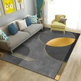 Yaaxinb Teppich Kurzflor,160 x 230 cm, Teppich Wohnzimmer, Esszimmer, Schlafzimmer, Heimbüro,schwarz grau orange gelb geometrisch modern