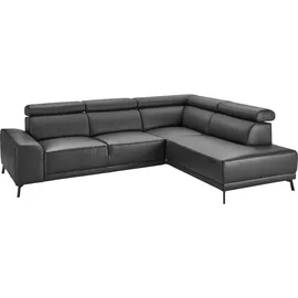 Candy Eckcouch Leder 3-Sitzer Schwarz