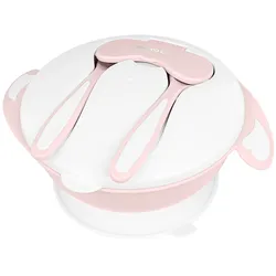 Kikkaboo Kinder 4in1 Schüssel-Set Löffel Gabel Teller 700ml Mikrowellen geeignet pink