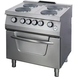 Hochleistungsherd - 4 Brenner - Doppeleinheit - Tiefe 70cm - 36kW - Gas inkl. Elektro-Backofen