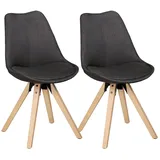 KADIMA DESIGN 2er Set Retro Esszimmerstuhl LIMA Anthrazit Polsterstuhl Stoff-Bezug Rückenlehne Design Küchen-Stuhl