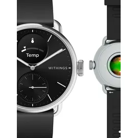 Withings ScanWatch 2 38 mm schwarz/silber, Sport Fluorelastomer-Armband schwarz/silber