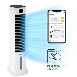 Klarstein Skytower Grand Smart Luftkühler 80W 480 m3/h 8 Liter mobil Weiß