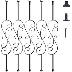 VEVOR Geländerstab Torstab Zierstab Zaunstab Verzinkter Stahl 185 x 20 x 1118 mm Balusters Treppenstab Treppensprossen Mattschwarz Ideal für Treppen und Handläufe im Innenbereich