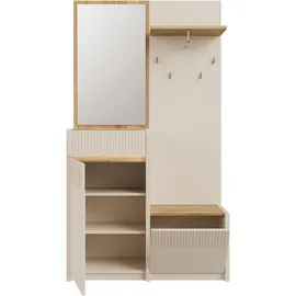 Forte Oak Squere Garderobenschrank 108,4 x 41,7 x 195,9 cm beige