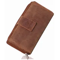 RFID Damen Leder Geldbörse Braun Vintage mit 26 Kartenfächer - MILA Große Damen Portemonnaie 7 Einsteckfächer, 4 Geldscheinfächer, Geschenkbox - Leder Geldbeutel Ledergeldbörse Braun (MILA vintage)