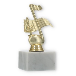 Pokal Kunststofffigur Note gold auf weißem Marmorsockel 14,3cm