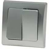 ChiliTec 2-fach Serienschalter Unterputz Silber Grau DELPHI Wandschalter mit Rahmen 250V / 10A inkl Doppel-Wippe & Abdeckung