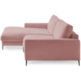KAWOLA Ecksofa Cara Cord Recamiere links rosa