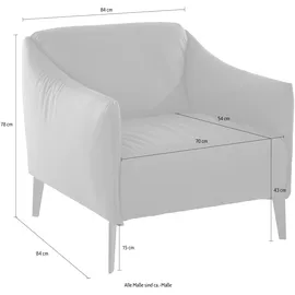W.Schillig Cocktailsessel "sally", braun (stone z59), B:84cm H:78cm T:84cm, Longlife Xtra-Leder Z59: Glattleder mit modischer Prägung. Hautstärke 0, 9 - 1, 1 mm., Sessel, Cocktailsessel, mit Metall-Winkelfüßen in Schwarz pulverbeschichtet