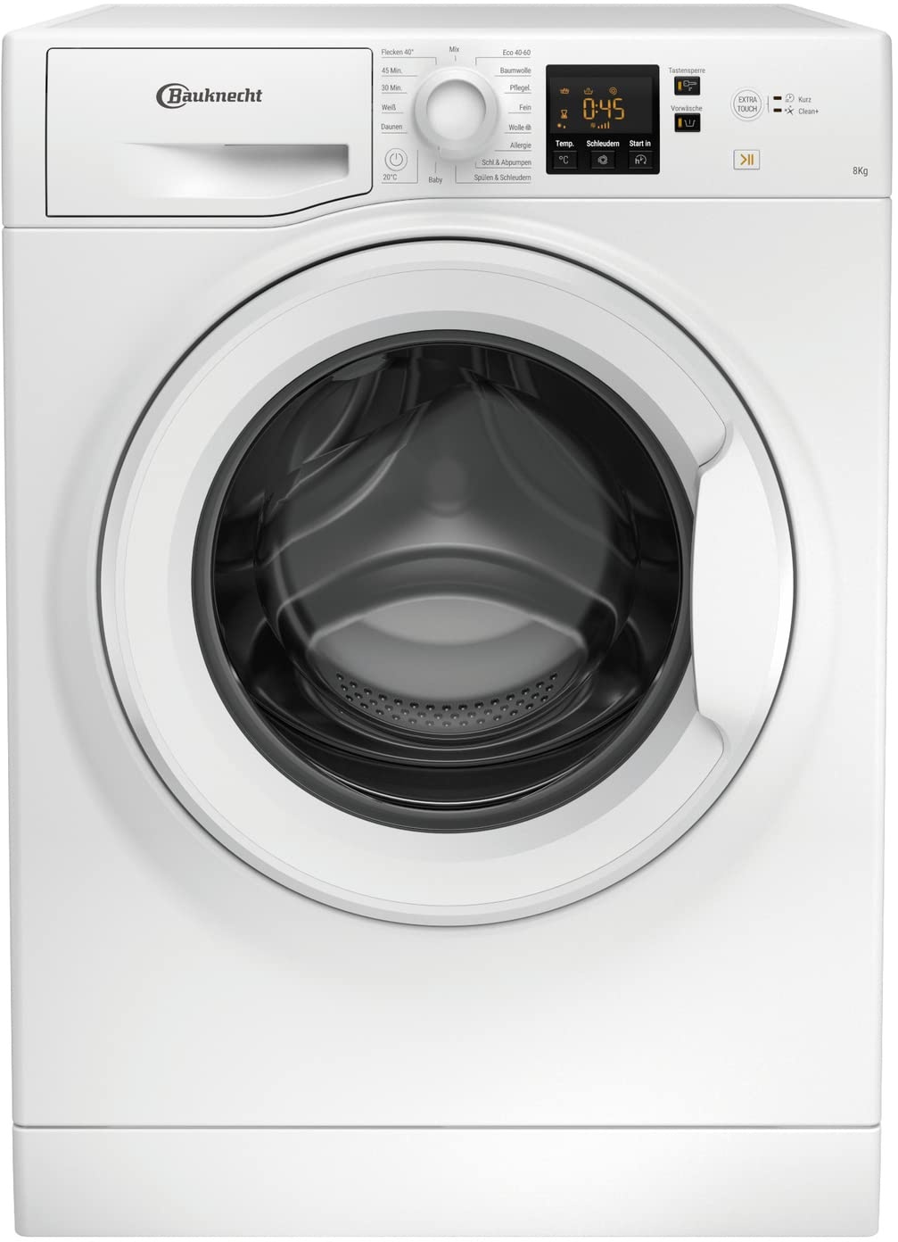 Bauknecht BPW 814 A Waschmaschine Frontlader/ 8kg/ kraftvolle Fleckenentfernung/Clean Plus/Kurz 45' / Anti-Allergie Plus/Mengenautomatik/Option Extra Touch, White