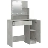 vidaXL Schminktisch mit LED Betongrau 86,5x35x136 cm