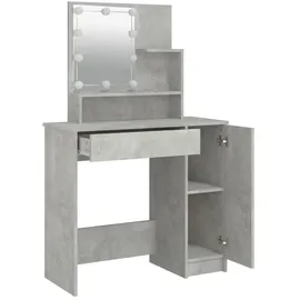 vidaXL Schminktisch mit LED Betongrau 86,5x35x136 cm