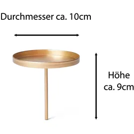 Novaliv - 4x Kerzenständer Kerzenpick, Kerzenpin, Kerzenhalter, 4x Flach 10 cm Gold