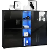 Vladon Highboard 130,5 x 105,5 x 35,5 cm Schwarz