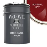 WO-WE Bodenversiegelung Betonfarbe Bodenfarbe Bodenbeschichtung W700, 1-10L, Seidenglänzend rot