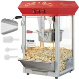 Vevor Popcornmaschine Popcornautomat Popcorngerät 850 W, 8 oz Kessel für 48 Tassen pro Ladung, Popcornmaschine für die Arbeitsplatte mit gehärtetem Glas, inklusive 4 Schaufeln Maschine mit Kino-Stil