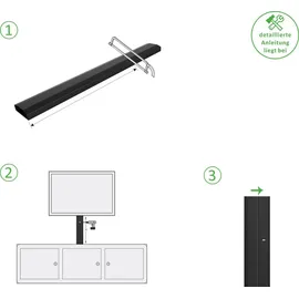 conecto Kabelkanal aus Kunststoff zum Kleben oder Schrauben inkl. 3M Klebeband, 50 cm, schwarz