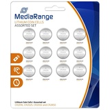 MediaRange Lithium Knopfzellen-Set, sortiert, CR2016|CR2025|CR2032|CR2450, 12er Pack