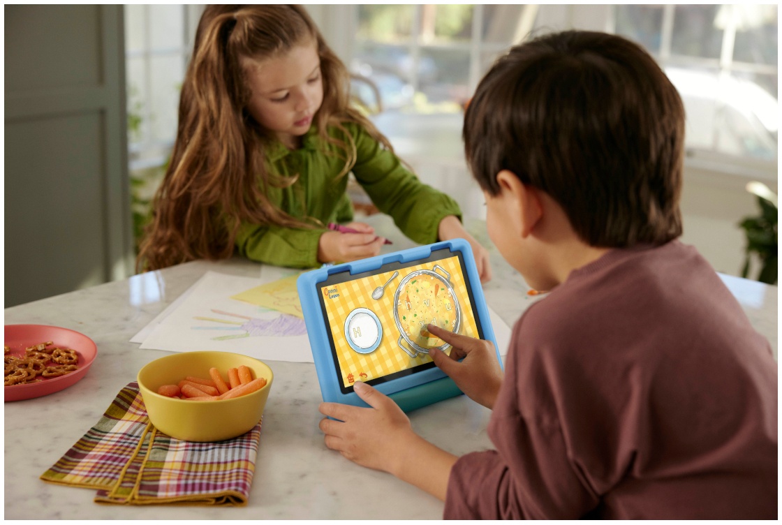 Amazon Fire HD 8 Kids-Tablet, 8-Zoll-HD-Display, 32GB 2022 für Kinder von 3 bis 7 Jahre, 2 Jahre Sorglos-Garantie, kindgerechte Hülle, Blau
