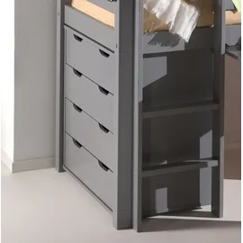 Vipack Spielbett Pino 90 x 200 cm Kiefer massiv grau lackiert
