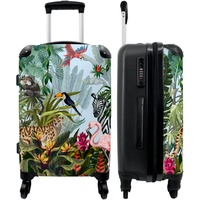 NoBoringSuitcases.com® Koffer groß Trolley Rollkoffer Reisekoffer mit 4 Rollen Fotokoffer - Dschungel - Natur - Jungen - Mädchen - Kinder - Zebra - Flamingo - 67x43x25cm - 90 Liter