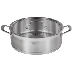 Servierpfanne KÄFER "Käfer Pfanne aus Edelstahl", silber (silberfarben), H:9cm Ø:28cm, Pfannen, Ø 28 cm, Wabenboden, recycelter Edelstahl, induktionsfähig