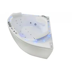Jet-Line Whirlpool Eckwanne Eckbadewanne Acrylwanne Villa Sabrina weiss umlaufender Wasserfall Massagewanne Sprudelwanne 2 Personen