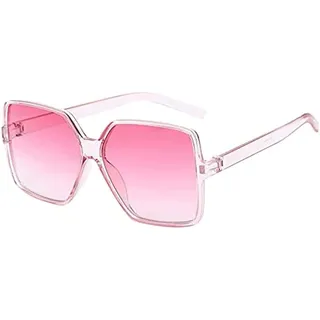 Yeehliny Vintage Sonnenbrille groß Retro übergroße Quadratische Sonnenbrille für Damen Herren Schwarz Brille Rechteckige Sonnenbrillen Sunglasses Polarisierte Sonnenbrille Modebrille (Rosa) - Einheitsgröße