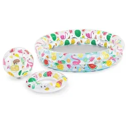 Intex: Aufblasbares Kinderbecken-Set (Pool, Ball, Schwimmring) mit Früchtemuster - 122 x 26 cm.