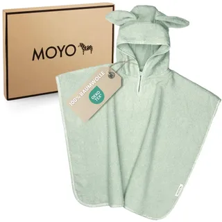 MOYO Badeponcho mit Hasenohren in Mint - Weicher Kinder Poncho aus 100% Frottee-Baumwolle - Waschbares Kapuzenhandtuch in 68x56cm für 0-3 Jahre
