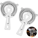 SwirlColor Cocktail Sieb, 2 Stück Edelstahl-Cocktailsieb Feines Cocktailsieb Cocktail Zubehör für professionelle Barkeeper und Mixologen -Silber