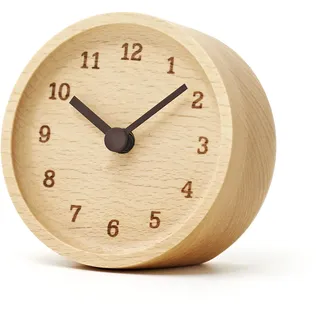 Lemnos Tischuhr Muku aus Buche/Analoge kleine Uhr zum Hinstellen ohne Ticken/Uhr Tisch in japanischer Qualität aus Holz gefertigt/Stehuhr batteriebetrieben
