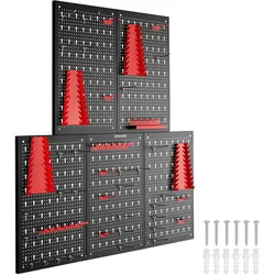 TecTake GmbH Werkzeuglochwand Jonah mit Haken und Halterungen - 5-teilig