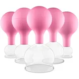 PULOX Schröpfgläser Set aus Echtglas mit Saugball - 5x Medizinisches Schröpfglas mit hoher Saugleistung in Pink