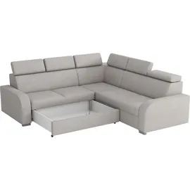 Mirjan24 Ecksofa Oslo 2rR2p, Eckcouch mit Schlaffunktion und Bettkasten, L-Form, Wohnzimmer (Farbe: Crown 16) - Grau