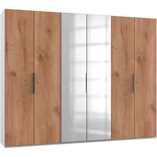 Level 300 x 236 x 58 cm Plankeneiche Nachbildung/weiß mit Spiegeltüren