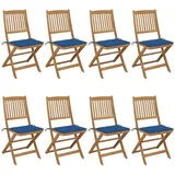 vidaXL Klappbare Gartenstühle 8 Stk. mit Kissen Massivholz Akazie
