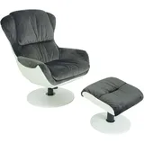 Mendler Relaxsessel HWC-E52, Fernsehsessel TV-Sessel Hocker, drehbar Samt/Kunstleder dunkelgrau