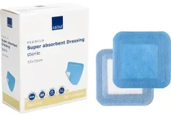 ABENA® Wundauflage, steril, weiß/blau 1010002547 , 1 Karton = 20 Packungen à 10 Stück, Maße: 7,5 x 7,5 cm