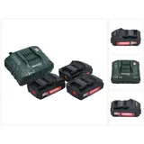 Metabo Basic Set 3x Li-Power Akkupack 18 V 2,0 Ah CAS Li-Ion Akku ( 3x 625596000 ) + ASC 55 Ladegerät AIR COOLED 12 - 36 V ( 627044000 )